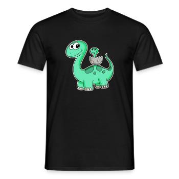 Dinosaure avec bébé dinosaure - Dino - T-shirt homme - noir - Devant - AI Model Male 178 light (178cm)