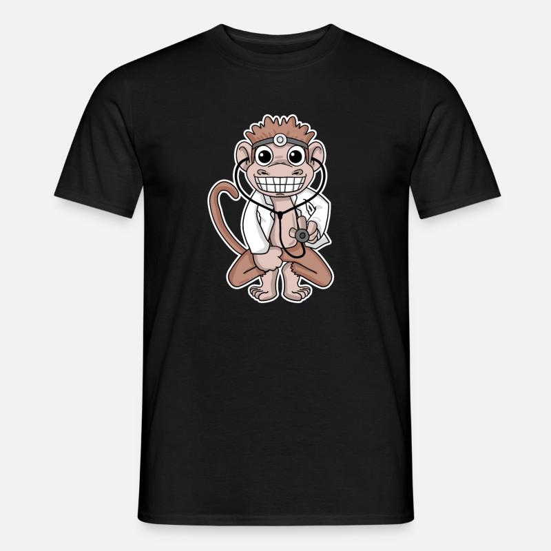 Affe Arzt Doktor Motiv - Männer T-Shirt - Schwarz