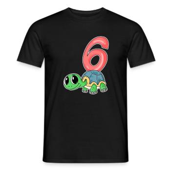 6 Birthday 6 years old with animal motif - six - Men's T-Shirt - black - Front - AI Model Male 178 light (178cm)