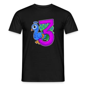 3 anniversaire 3 ans avec motif animal - trois - T-shirt homme - noir - Devant - AI Model Male 178 light (178cm)