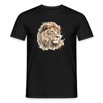 Lion Portrait Watercolor - Men's T-Shirt - black - Front - AI Model Male 178 light (178cm)