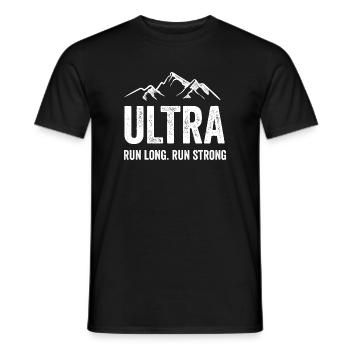 Ultra Running - Lauf lang. Laufen Sie stark. - Männer T-Shirt - Schwarz - Vorne - AI Model Male 178 light (178cm)