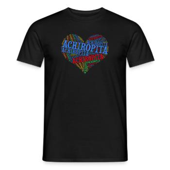 t-shirt Achiropita coeur nuage de mots t-shirt - T-shirt homme - noir - Devant - AI Model Male 178 light (178cm)