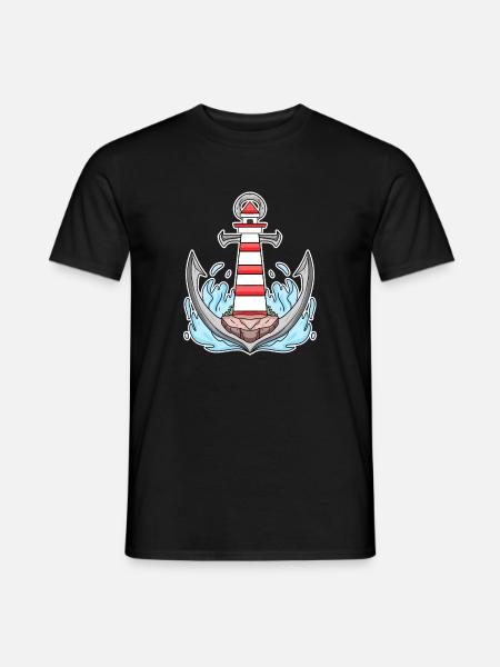 Anchor Lighthouse Mix Motif - Men's T-Shirt - black