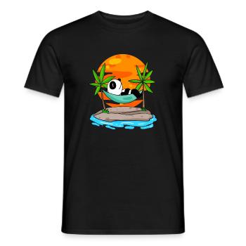 Panda on the beach - Men's T-Shirt - black - Front - AI Model Male 178 light (178cm)
