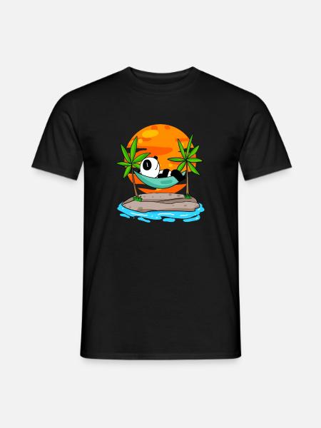 Panda on the beach - Men's T-Shirt - black