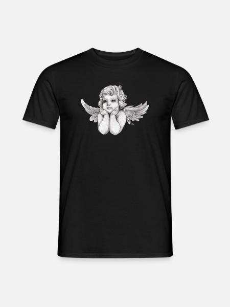 Kleine träumerische Engel-Putte - Männer T-Shirt - Schwarz