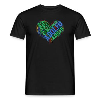 t-shirt Adolfo coeur nuage de mots t-shirt - T-shirt homme - noir - Devant - AI Model Male 178 light (178cm)