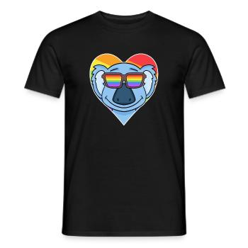 Rainbow - Koala with glasses and heart - Men's T-Shirt - black - Front - AI Model Male 178 light (178cm)