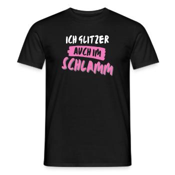 muddy run glitzer im schlamm Team Frauenlauf mud - Männer T-Shirt - Schwarz - Vorne - AI Model Male 178 light (178cm)