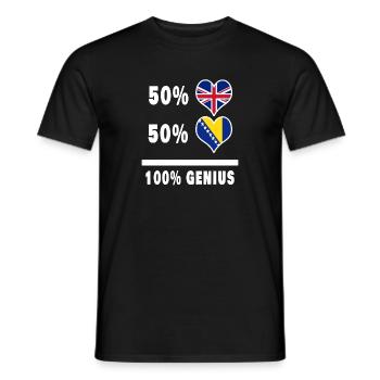 Bosnie et Grande-Bretagne 100% Genius Flag - T-shirt homme - noir - Devant - AI Model Male 178 light (178cm)