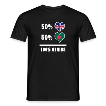Bangladesh and Great Britain 100% Genius Flag - Men's T-Shirt - black - Front - AI Model Male 178 light (178cm)