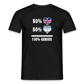 Argentinien und Großbritannien 100% Genius Flagge - Männer T-Shirt - Schwarz - Vorne - AI Model Male 178 light (178cm)