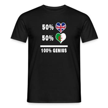Algeria and Great Britain 100% Genius Flag - Men's T-Shirt - black - Front - AI Model Male 178 light (178cm)