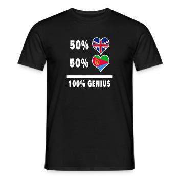 Drapeau 100% Genius de l’Erythrée et de la Grande-Bretagne - T-shirt homme - noir - Devant - AI Model Male 178 light (178cm)