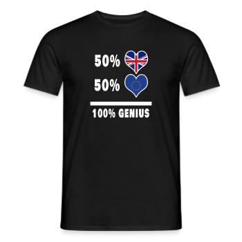 Europe et Grande-Bretagne 100% Genius Flag - T-shirt homme - noir - Devant - AI Model Male 178 light (178cm)
