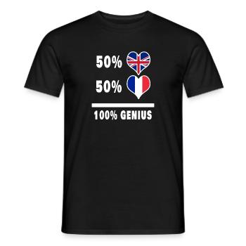 France and Great Britain 100% Genius Flag - Men's T-Shirt - black - Front - AI Model Male 178 light (178cm)