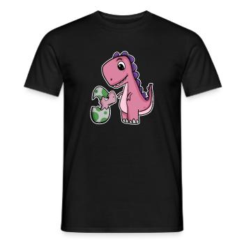 Dinosaure avec bébé dinosaure - Dino - T-shirt homme - noir - Devant - AI Model Male 178 light (178cm)