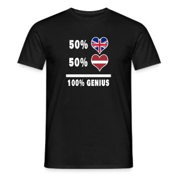 Lettonie et Grande-Bretagne 100% Genius Flag - T-shirt homme - noir - Devant - AI Model Male 178 light (178cm)
