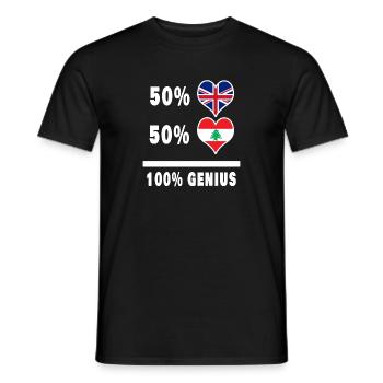 Libanon und Großbritannien 100% Genius Flagge - Männer T-Shirt - Schwarz - Vorne - AI Model Male 178 light (178cm)