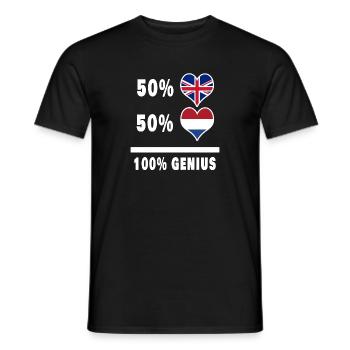Pays-Bas et Grande-Bretagne 100% Genius Flag - T-shirt homme - noir - Devant - AI Model Male 178 light (178cm)