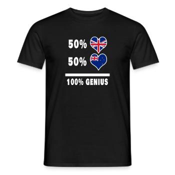 New Zealand and Great Britain 100% Genius Flag - Men's T-Shirt - black - Front - AI Model Male 178 light (178cm)