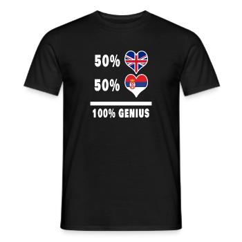 Serbie et Grande-Bretagne 100% Genius Flag - T-shirt homme - noir - Devant - AI Model Male 178 light (178cm)