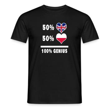Pologne et Grande-Bretagne 100% Genius Flag - T-shirt homme - noir - Devant - AI Model Male 178 light (178cm)