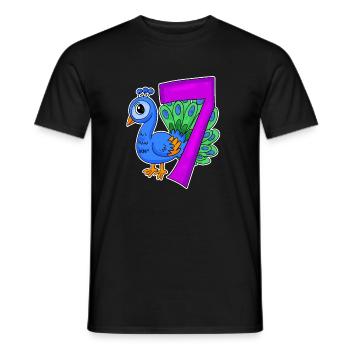7 birthday 7 years old with animal motif - seven - Men's T-Shirt - black - Front - AI Model Male 178 light (178cm)