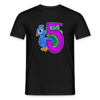 5 Birthday 5 years old with animal motif - five - Men's T-Shirt - black - Front - AI Model Male 178 light (178cm)