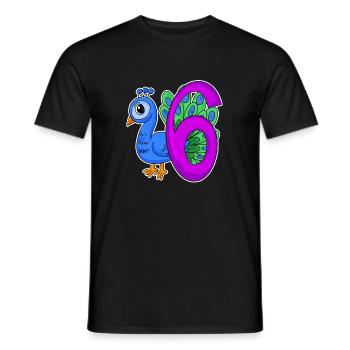 6 Birthday 6 years old with animal motif - six - Men's T-Shirt - black - Front - AI Model Male 178 light (178cm)