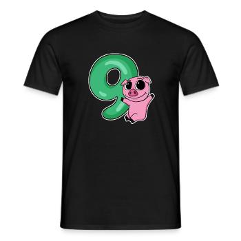 9 Birthday 9 years old with animal motif - nine - Men's T-Shirt - black - Front - AI Model Male 178 light (178cm)