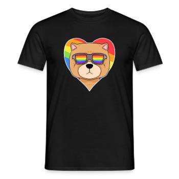 Rainbow - Dog Chow Chow with glasses and heart - Men's T-Shirt - black - Front - AI Model Male 178 light (178cm)
