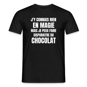 chocolat, chocolat humour, manger du chocolat - T-shirt homme - noir - Devant - AI Model Male 178 light (178cm)