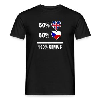 Tschechische Republik und Großbritannien 100% Genius Flagge - Männer T-Shirt - Schwarz - Vorne - AI Model Male 178 light (178cm)