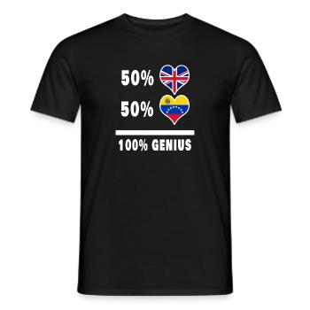 Venezuela et Grande-Bretagne 100% Genius Flag - T-shirt homme - noir - Devant - AI Model Male 178 light (178cm)