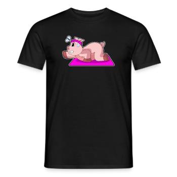Gymnastique de fitness Yoga des cochons - T-shirt homme - noir - Devant - AI Model Male 178 light (178cm)