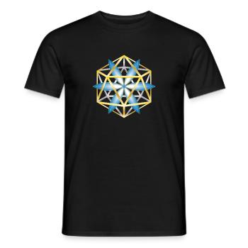Geometrisches Mandala Design Blau Gold - Männer T-Shirt - Schwarz - Vorne - AI Model Male 178 light (178cm)