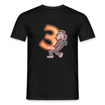 3 anniversaire 3 ans avec motif animal - trois - T-shirt homme - noir - Devant - AI Model Male 178 light (178cm)