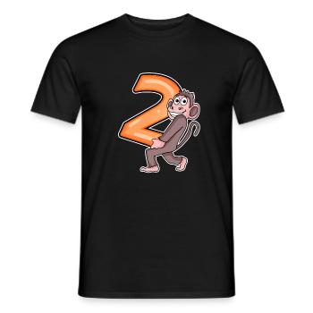 2 anniversaire 2 ans avec motif animal - deux - T-shirt homme - noir - Devant - AI Model Male 178 light (178cm)