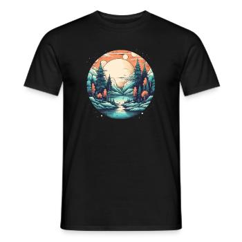 Mondlichtwald am See - Männer T-Shirt - Schwarz - Vorne - AI Model Male 178 light (178cm)