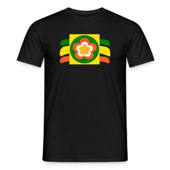 70s Flower Blossom - Men's T-Shirt - black - Front - AI Model Male 178 light (178cm)