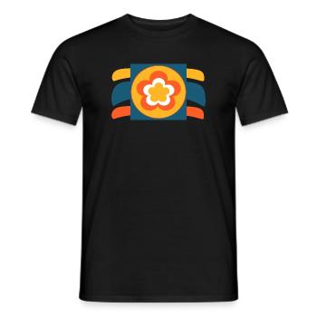 70s Flower Pattern Retro Hippie Festival - Men's T-Shirt - black - Front - AI Model Male 178 light (178cm)