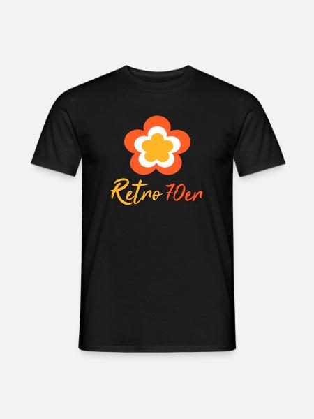 70er Jahre Blume Muster Retro - Männer T-Shirt - Schwarz