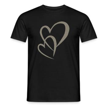 Tissu double du cœur - T-shirt homme - noir - Devant - AI Model Male 178 light (178cm)