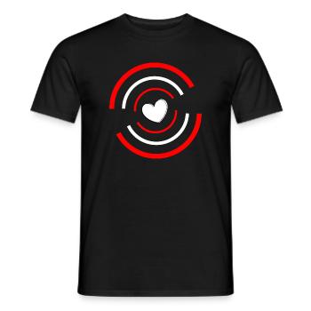 Heart red white - Men's T-Shirt - black - Front - AI Model Male 178 light (178cm)