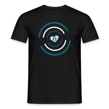 Coeur bleu Saint-Valentin - T-shirt homme - noir - Devant - AI Model Male 178 light (178cm)
