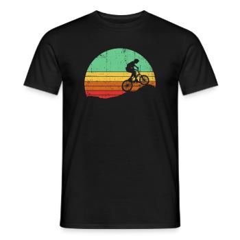 Retro Sunset Cyclist Silhouette - Men's T-Shirt - black - Front - AI Model Male 178 light (178cm)