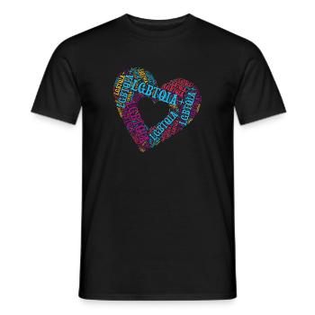 LGBTQIA+ Double Heart Word Cloud Gay Pride T-Shirt - T-shirt homme - noir - Devant - AI Model Male 178 light (178cm)