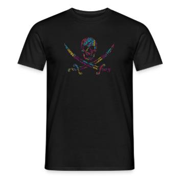 LGBTQIA+ T-Shirt Skull Sword Word Cloud Gay Pride - Men's T-Shirt - black - Front - AI Model Male 178 light (178cm)